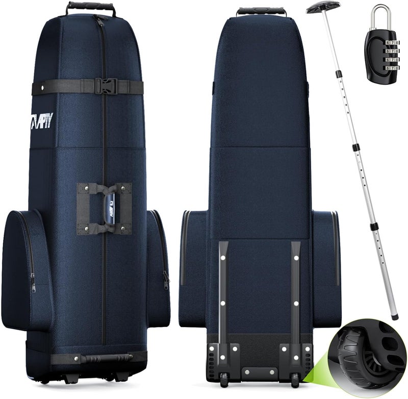 APTY Padded Golf Club Travel Bag with Wheels, Golf Luggage Case Cover for Airline - with Luggage Lock, Waterproof Coating Layer, 1680D Wear-Resistant Oxford - Image 1